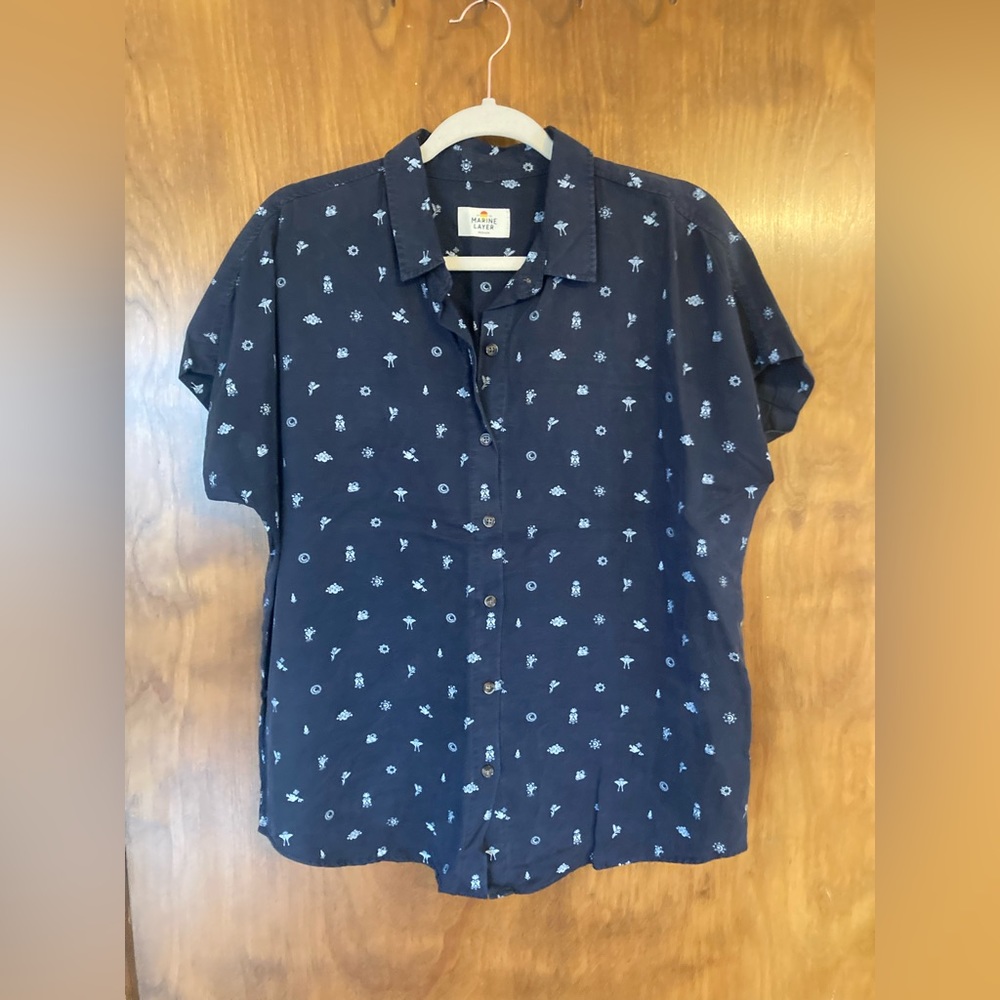 Marine layer cute printed tencel top